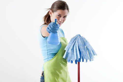 Office cleaners working in a Bromley business reception area