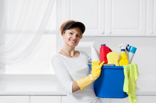 Cleaner treating stains on a carpet in Bromley